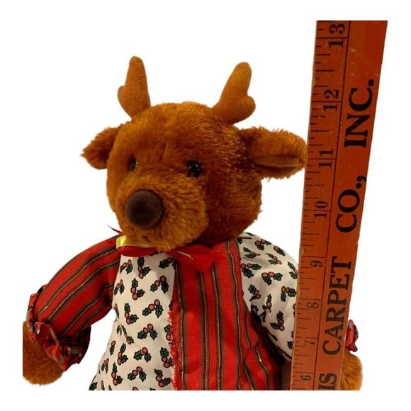 Vintage Christmas Reindeer Plush 12 Inch Stuffed Animal Toy Brown - Picture 3 of 9